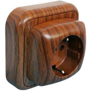 Base Enchufe Schuko Superficie 16A Madera Electro DH 36.480/B/MD