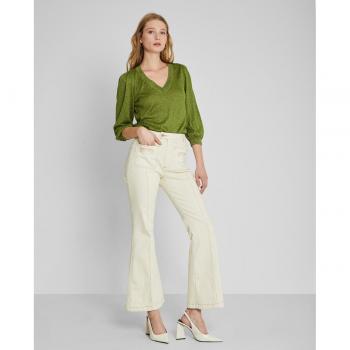 Pantalones de campana de mujer denim con nervio central