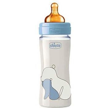 Biberón Original Touch Vetro Azul 240ml con Tettarella de Caucho 1 Foro Anticolica