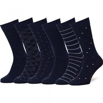 Easton Marlowe 6 PR Calcetines Sutilmente Estampados Hombre - 6pk #4-5, Azul - 39-42 talla de calzado UE