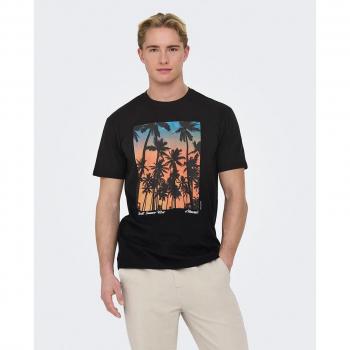 Camiseta Only & Sons Onskolton Reg Beach Negro Hombre