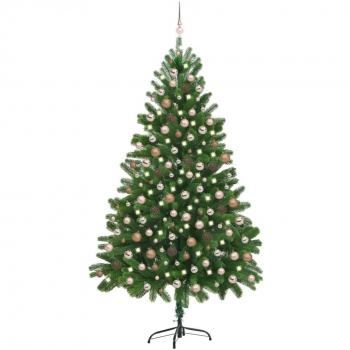 vidaXL Artificial Pre-lit Christmas Tree with Ball Set 210 cm Green