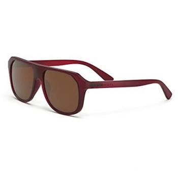 Serengeti Oatman 57 Round Sunglasses - Burgundy Frame with Brown Lenses, Unisex