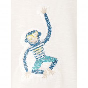 VERTBAUDET Camiseta Niño Estampada + Lentejuelas Reversibles Blanco Claro Liso con Motivos 2A