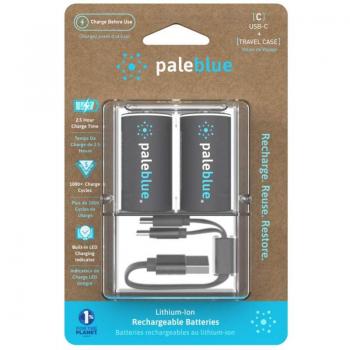 Pale Blue Rechargeable C Lithium Ion Batteries with USB-C, 3700mAh (2-Pack)