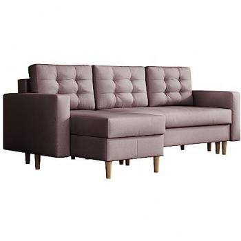Sofá Rinconero Columbus 108, Función de Descanso, Caja de Ropa de Cama, L-Forma, 220x135x88cm