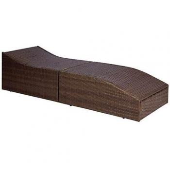 Brown Poly Rattan Sun Lounger with Cushion