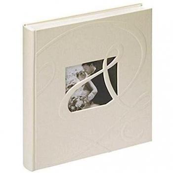 walther design UH-122 Ti Amo book bound wedding album with linen cover & blind embossing die cut for your personal picture, 2 illustrated introduction pages, 11 x 12 inch