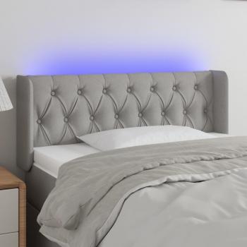 Cabecero de Cama Tapizado en Tela Gris Claro con LED 103x16x78/88 cm