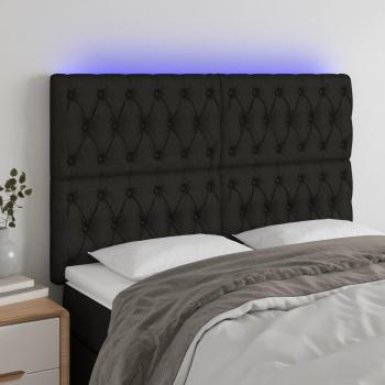 Cabecero LED Tejido 144x7x111/128 cm Negro