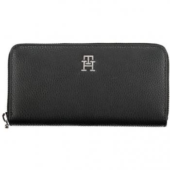 Sleek Black Women's Wallet with Logo and Zip Closure