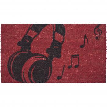 Dintex Love Music - Felpudo de coco antideslizante, 40 x 70 cm, color rojo