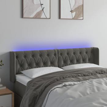 Cabecero LED de terciopelo gris oscuro 163x16x78/88 cm