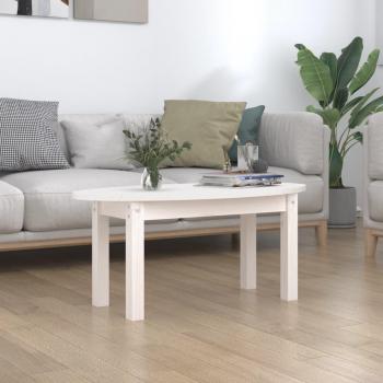 Mesa de centro de madera maciza de pino 80x40x35 cm en color blanco, gris y marrón miel, ideal para salón o comedor, también conocida como mesita auxiliar o mesa de café