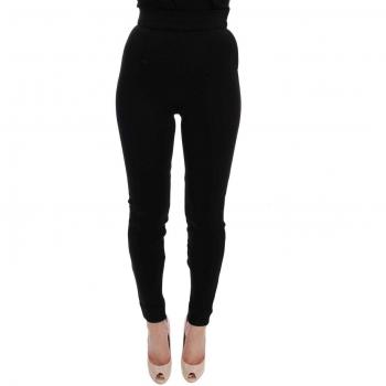 Dolce & Gabbana Black High Waist Stretch Tights - IT36 | XS, Skinny Trousers, female, Size: 3XS with Logo Details