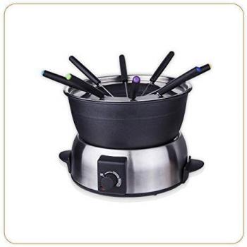 Fondue Elégance 800W para 8 personas - Little Balance - Caquelon antiadherente de 1,8 litros en acero inoxidable cepillado