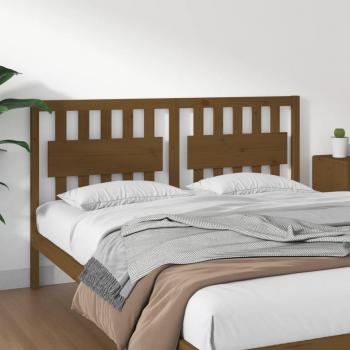 Cabecero para cama de madera maciza de pino en color marrón miel, dimensiones 155,5x4x100 cm