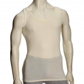 Hanro Men's Woolen Silk Undershirt, Opaque, Beige