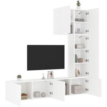 Muebles de TV de pared 5 piezas madera de ingeniería blanco