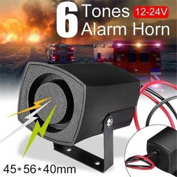 Sistema de Alarma de Sirena para Coche 12-24V con 6 Tonos y Sonido Fuerte
