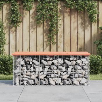 Solid Douglas Wood Garden Bench with Gabion Design - 103x44x42 cm Outdoor Seating Solution