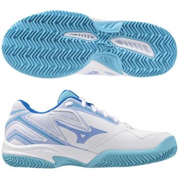 Zapatillas de Tenis para Mujer Mizuno Break Shot CC 2024 Blancas y Mugen Blue