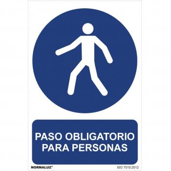 Cartel paso obligatorio para personas (pvc 0,7mm) 30x40cm