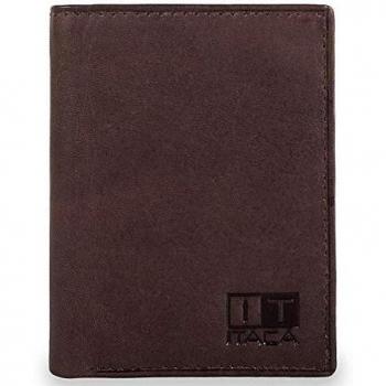 ITACA - Carteras Hombre de Piel Genuina diseño Vertical. Billetero Tarjetero y Porta Monedas. Tarjetas documentación Billetes dni. Caja para cómoda práctica 37918, Color Marron