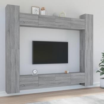 Set de muebles para TV 8 piezas gris Sonoma madera multicapa