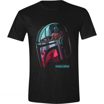 Camiseta Star Wars: The Mandalorian con casco Mandalore Reflection, Negro, Talla S