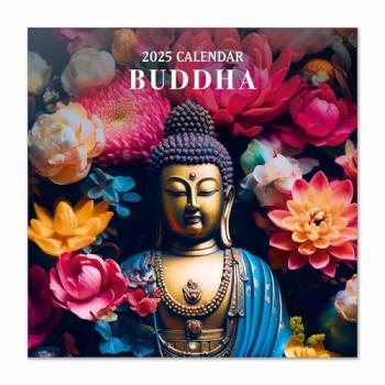 Calendario de Pared 2025 30x30 cm Buddha Multicolor con Planificador Mensual e Ilustraciones