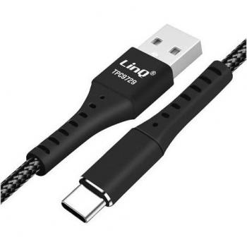 Cable USB a USB-C 5A 20W con trenzado de nailon y antipliegues Negro