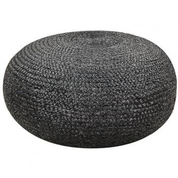 Puf de yute negro estilo boho redondo ⌀ 50 cm con relleno EPS