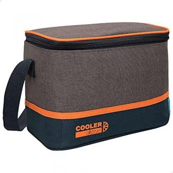 Bolsa Nevera Térmica Mediana con Cremallera Aktive 80792, Aluminio Gris y Naranja, Capacidad 5 Litros