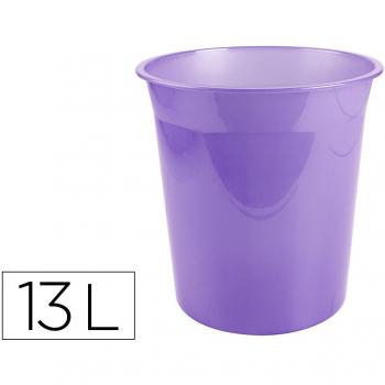 Papelera de plástico Liderpapel Lavanda translúcido 13 litros 275x285 mm