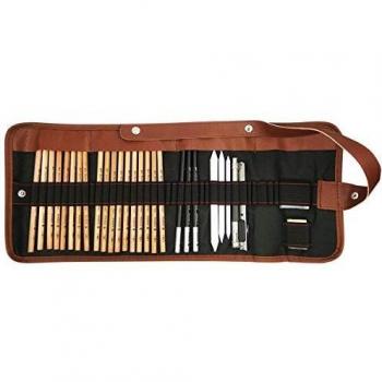Cooja Set de Lapices de Dibujo, Lapiz Kit de Arte Material de Dibujo con Lapices Grafito e Lapices Carboncillo, Set de Artista para Bosquejo, 29 Piezas