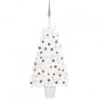 vidaXL Artificial Pre-lit Christmas Tree with Ball Set White 90 cm