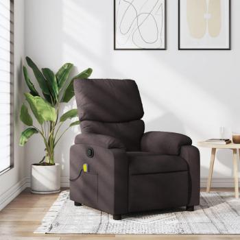 Sillón de Masaje Reclinable en Tela Marrón Oscuro Vidaxl