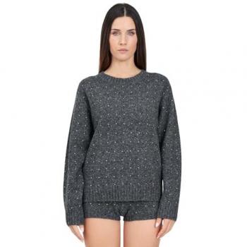 PINKO Women's Grey Rhinestone Knit Sweater - Size XS