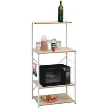 Armario Microondas Prolenta Premium de Madera de Ingeniería Blanco 60x39,6x123cm