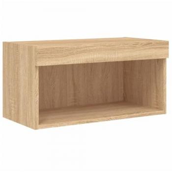 Mueble para TV multimedia con luces LED, roble Sonoma, 60 x 30 x 30 cm, color marrón