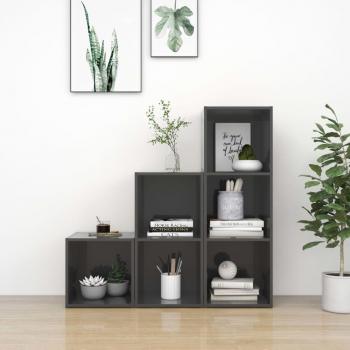 Juego de Muebles para TV 3 Piezas en Gris Pulido de Madera Multicapa