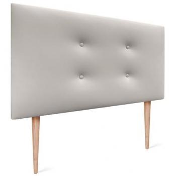 Cabecero de Cama Tapizado en Polipiel Blanco Hueso con 2 Hileras de Botones y Patas - 105x105cm