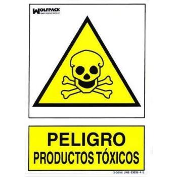 Cartel Peligro Productos Toxicos 30x21cm.