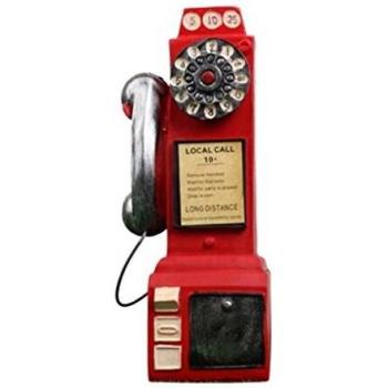 non-brand Vintage Teléfono Modelo Estatuilla Alcancía de Resina Objetos de Decoración de Pub Bar Cafe - Rojo