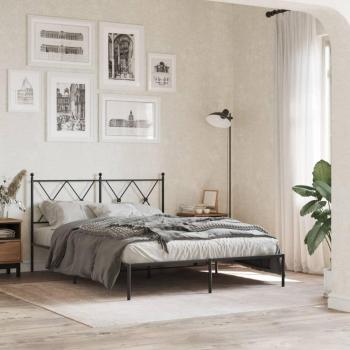 Estructura de cama con cabecero metal negro 135x190 cm Vidaxl