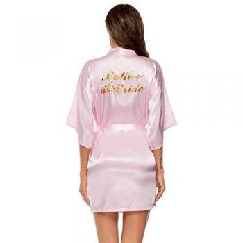 Vlazom Kimono Mujer Bata para Satin Mujer, Albornoces para Mujer de Batas Novia Boda de Pijamas para Kimono dama de honor Suave y Sexy,M,Rosado