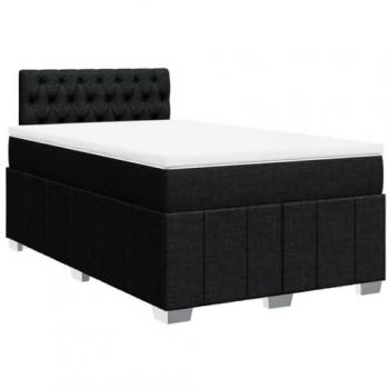 Cama box spring con colchón de muelles en tela negro 120x190 cm