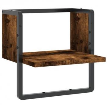 Estantería de pared con humo de roble 30x25x30 cm, estantes de pared con barra, estantes expositores colgantes, baldas flotantes de almacenaje para hogar