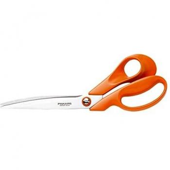 Fiskars Tijeras de sastre, Longitud: 27 cm, Hoja de acero inoxidable/Mangos de plástico, Naranja, Classic, 1005145